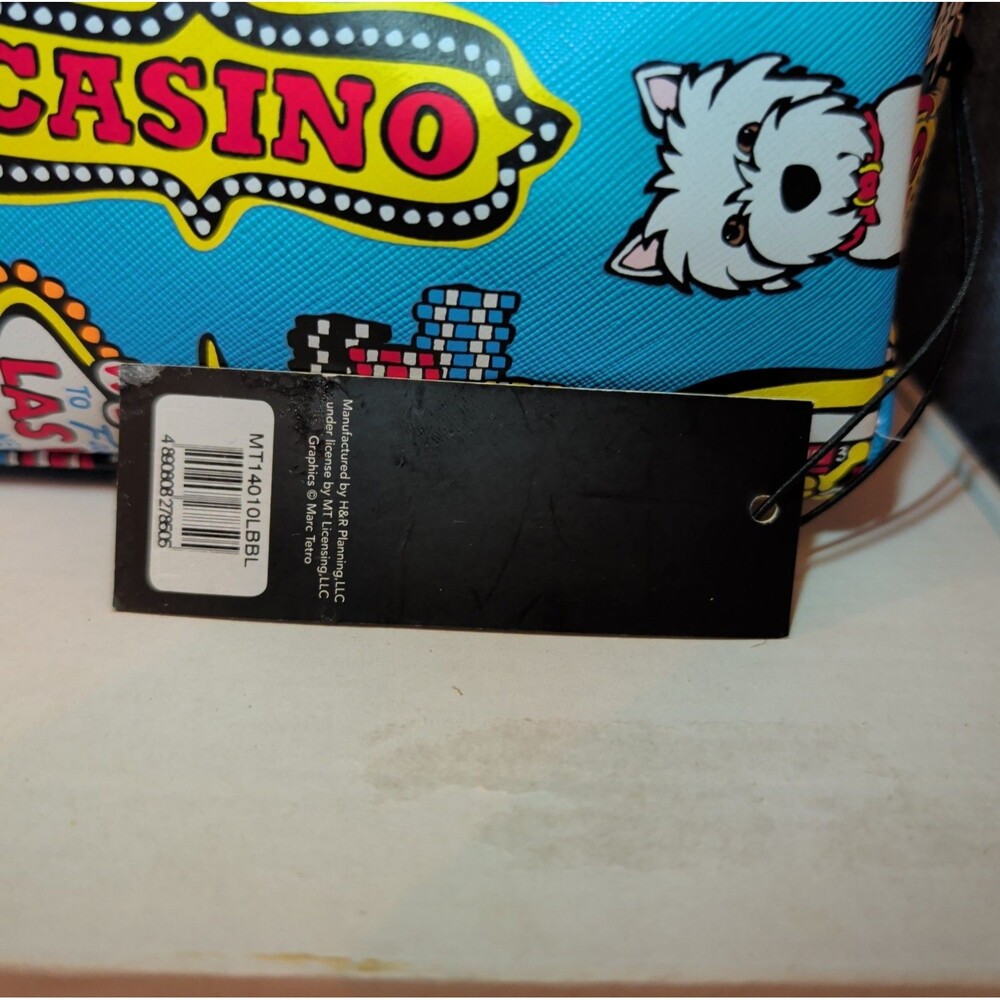 NWT Marc Tetro Las Vegas Westie Travel Bag Blue Saffiano Cosmetic Pouch New - Picture 6 of 16